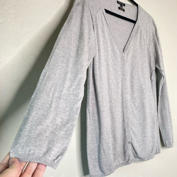 Massimo Dutti Gray Silk Cotton Blend Button Up Cardigan XL - Picture 2 of 10